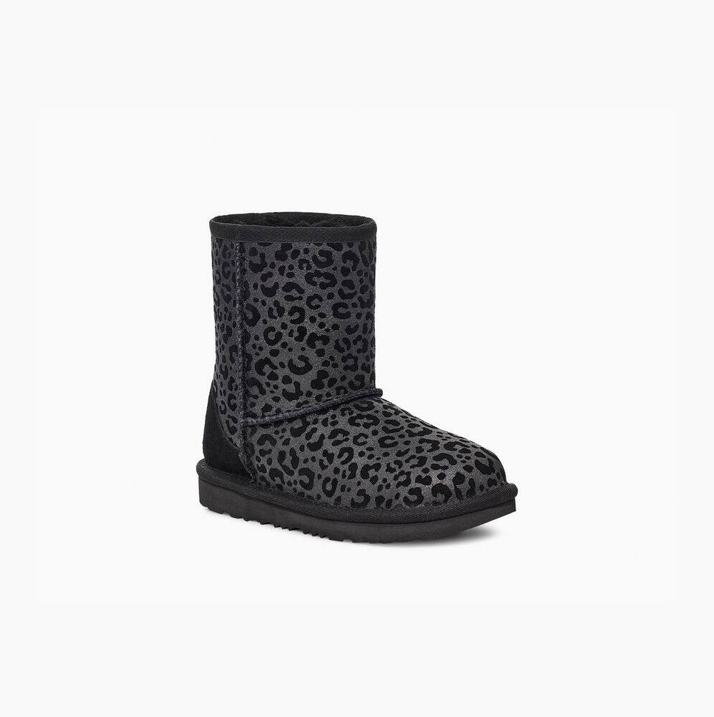 UGG Classic II Glitter Leopard Black Boots for Toddlers (BVUW93186)